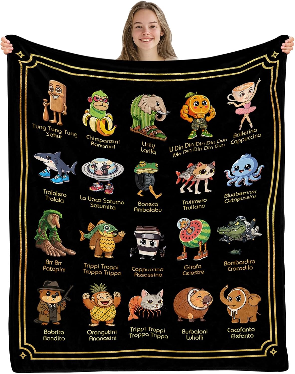 Funny Cartoon Blanket, Soft Flannel Throw Blanket for Women Men, Novelty Gifts for Teens Adults, Soft Cozy Throw Blankets for Bed Couch Sofa 60"x80"