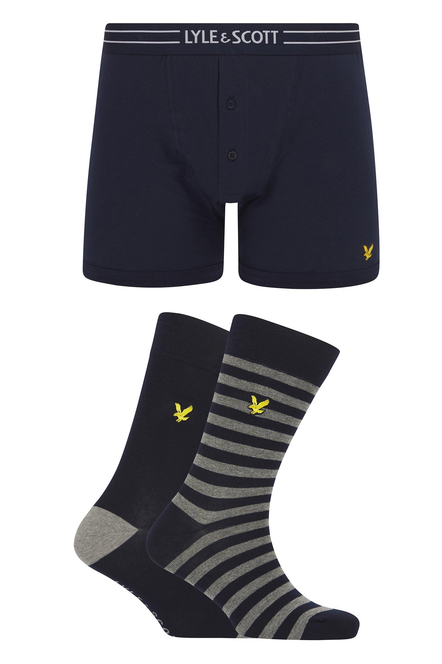 Lyle & Scott Men's HUMPHREY Trunk & Socks Gift Box Set PEACOAT SOCKS/PEACOAT/STRIPE (Small)