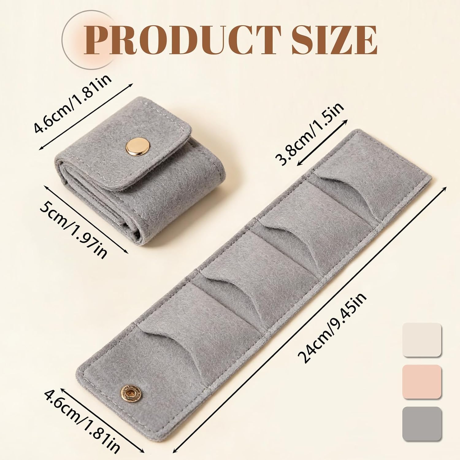 Mini Travel Jewelry Bag Foldable, Mini Jewelry Travel Pouch With Buckle For Earrings, Rings & Necklaces (Pink) image 2