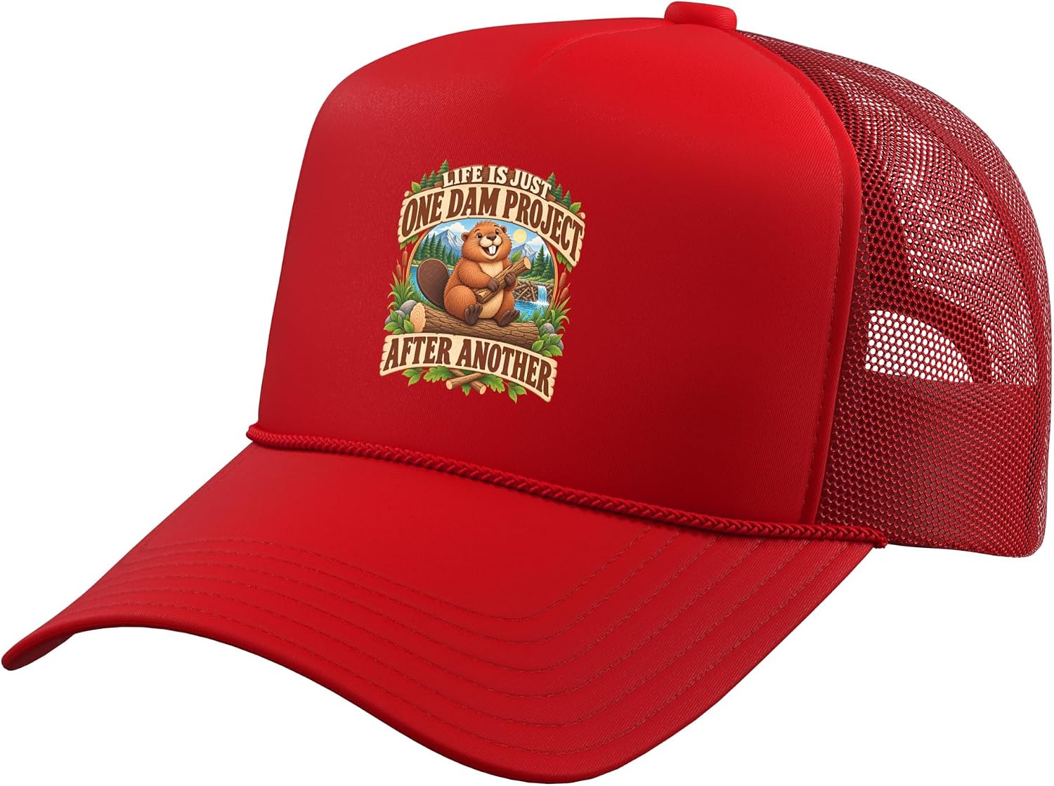 Funny Beaver Dam Project Home Improvement Humor Trucker Hat with Adjustable Mesh Back