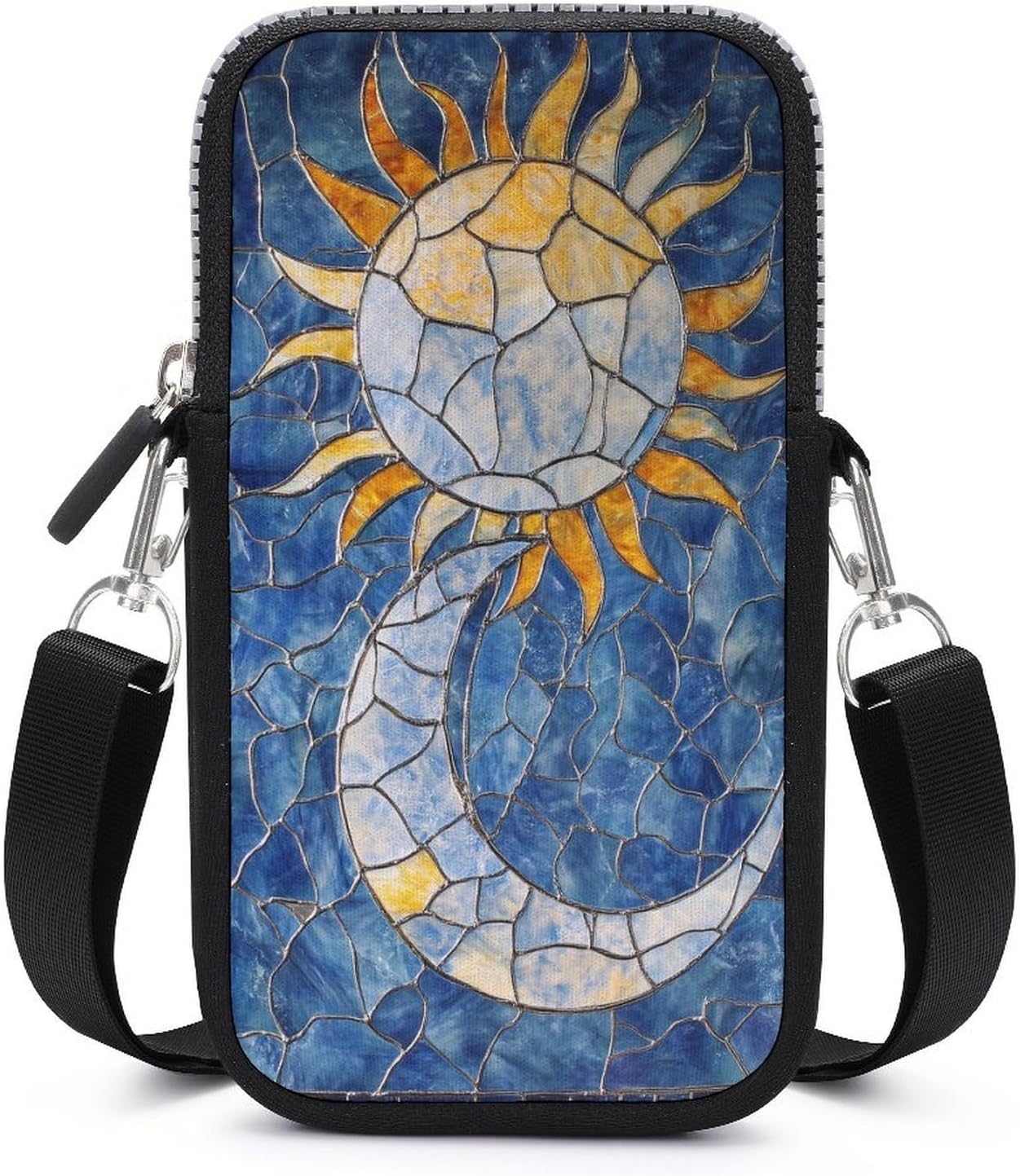 Stained Glass Moon Sun Marble Aesthetic Crossbody Mobile Phone Bag Smartphone Bag With Adjustable Strap