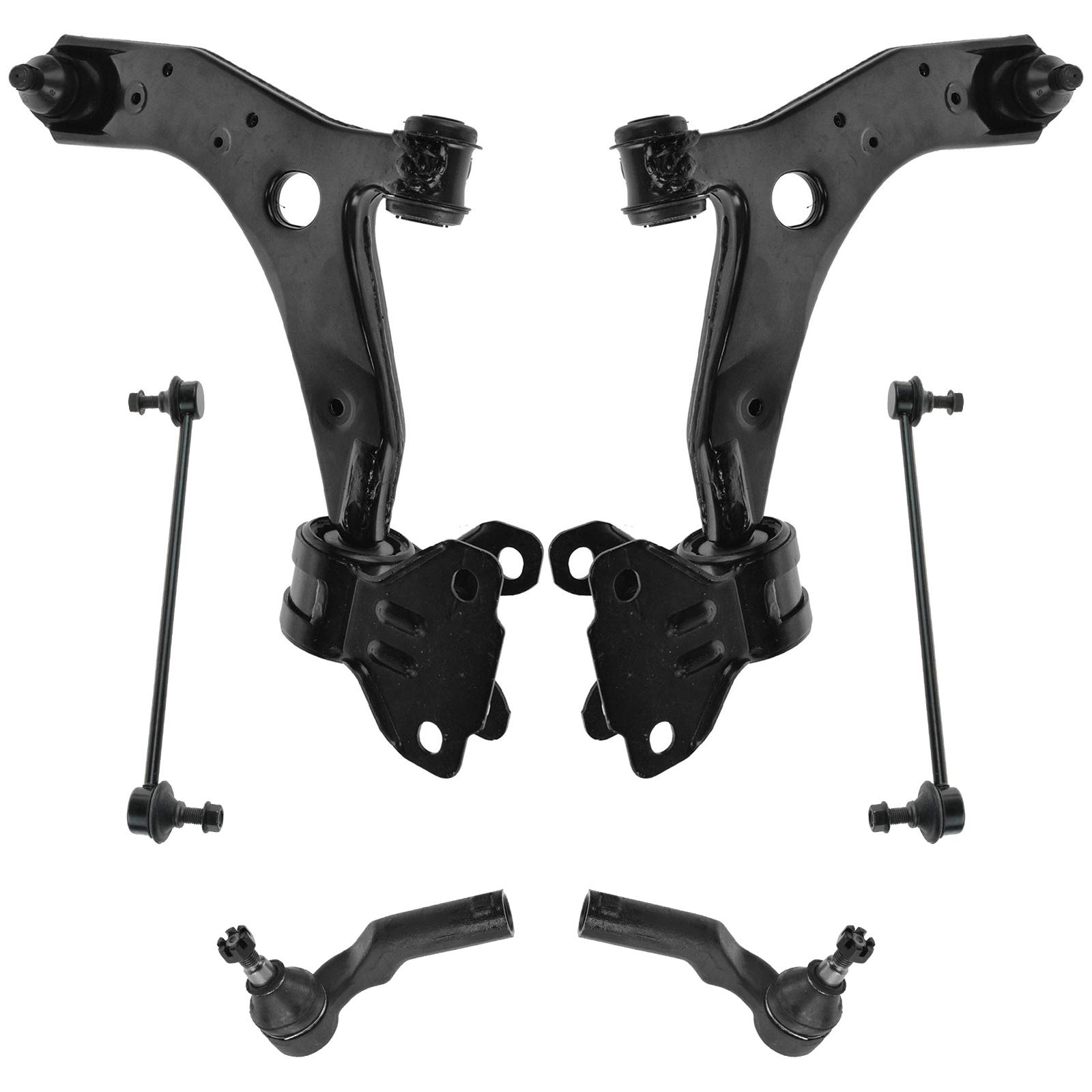 TRQ Front Steering & Suspension Kit Control Arm with Ball Joint Sway Bar Stabilizer Link Tie Rod Compatible with 2010-2013 Mazda 3