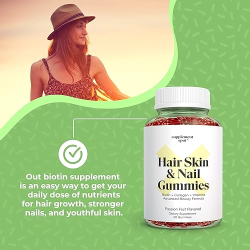 Miniatura 4 de Vitaminas para el cabello, la piel y las uñas, 6000 mcg de gomitas de biotina con colágeno, vitaminas para el cabello con sabor a maracuyá,