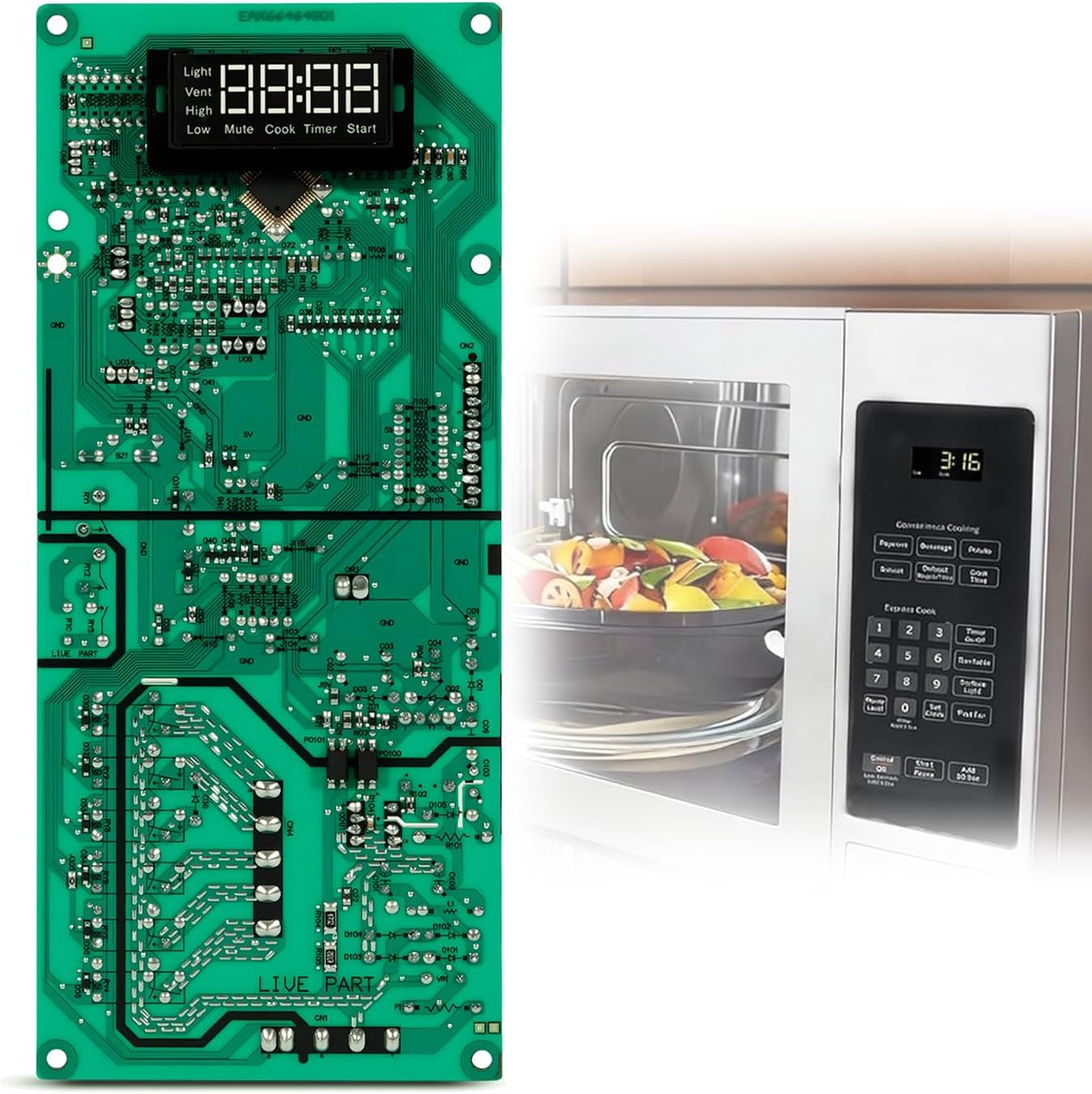 for GE WB27X29801 Microwaves Control Board White LED Fits for GE Microwaves JNM3163RJ5SS JVM3162RJ5SS Replaces WB27X38153 4586374 AP6327864 PS12299300 Microwaves Parts, 1 Year Worry-Free