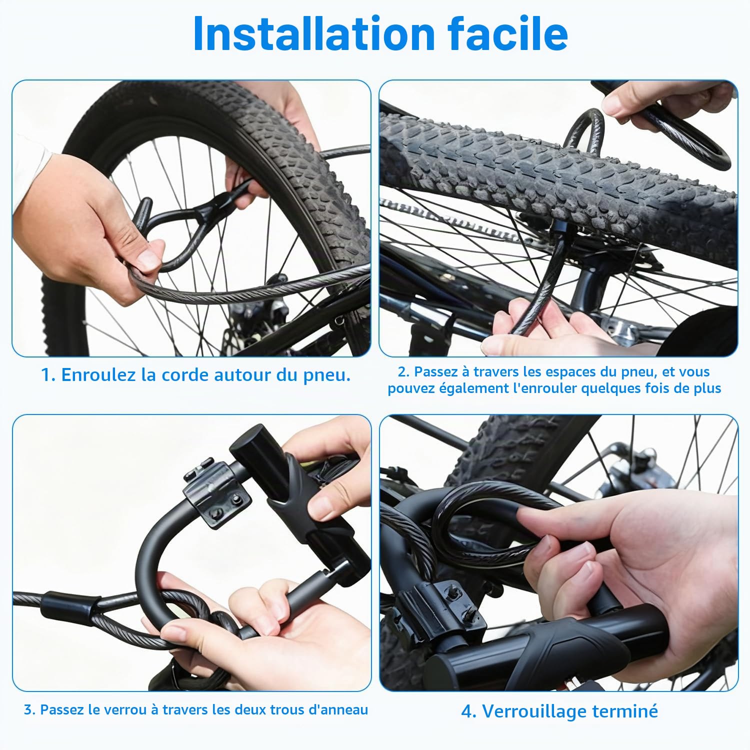 Antivol de Vélo Câble, câble à Boucle Cobra 2.1 mètres, Ø 12 mm, Câble antivol pour Cadenas, Antivol à Disque et Antivol en U pour vélo Moto Meubles de Jardin