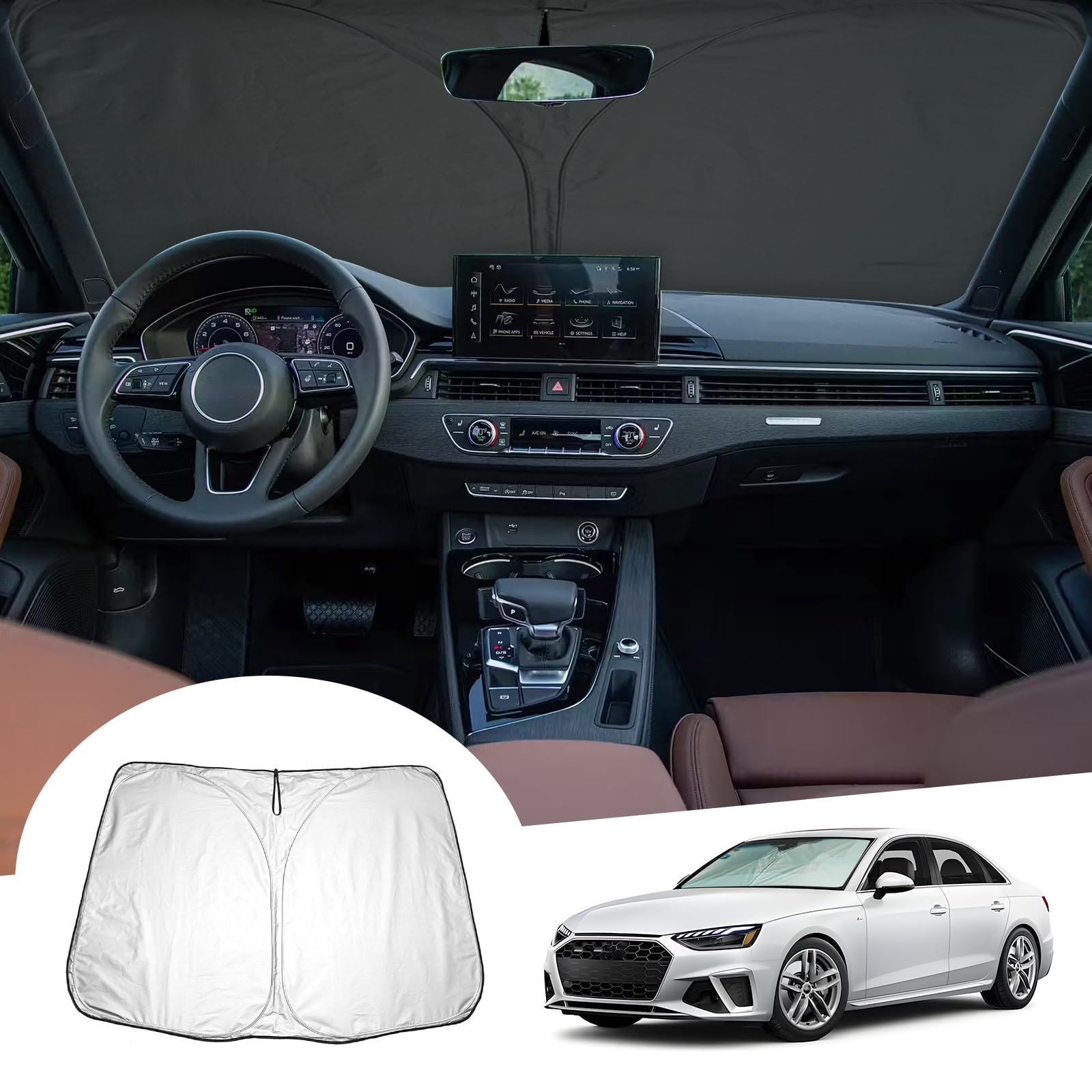 GAFAT Parasole Parabrezza Interno Per Auto – Compatibile Con Q2 SQ2 – Protezione UV 99% E Anticalore – Ripiegabile