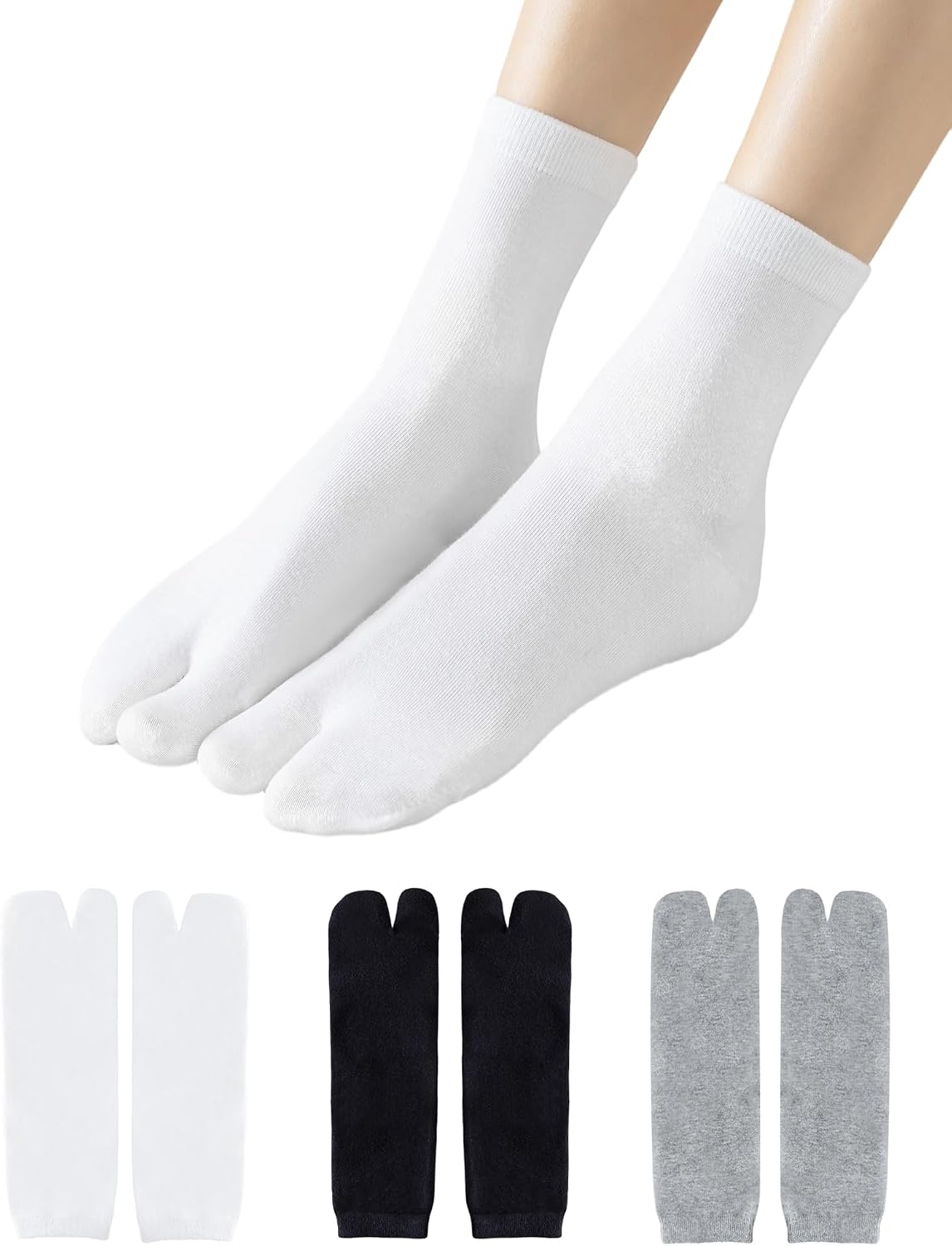 Yawlsow 3/6 Pairs Tabi Socks Unisex Flip Flop Socks Split Toe Crew Sock