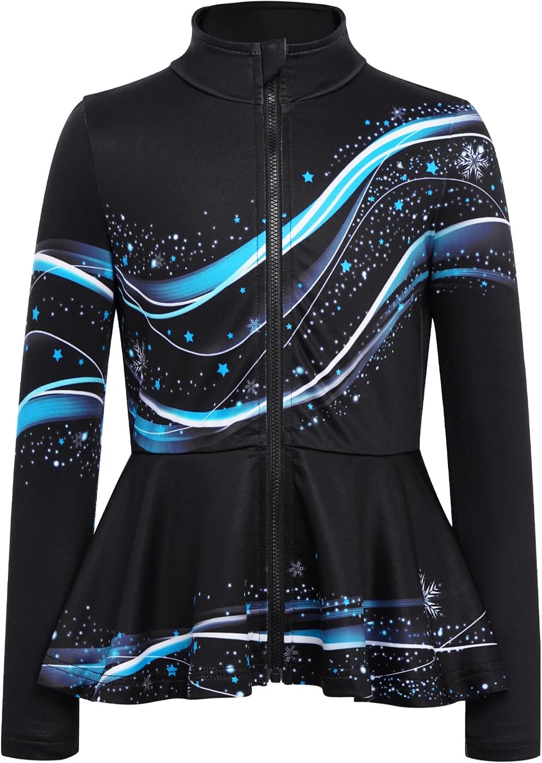 Kids Girls Ice Skating Jackets Figure Skating Performance Costume Fleece Rhinestone Jackets