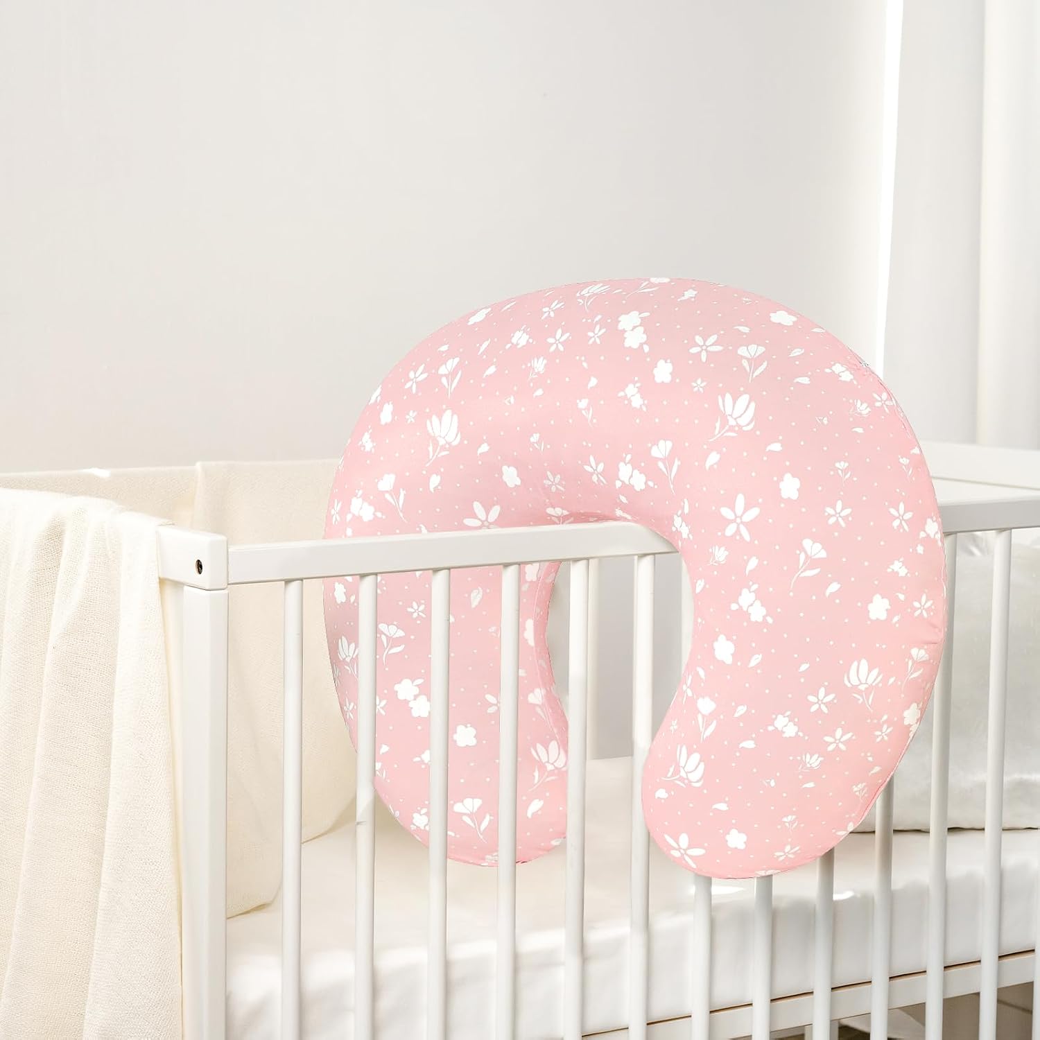Nursing Pillow Cover, Car Seat Head Support Baby, Stretchy and Soft Pillow Slipcover for Baby Boys Girls, Breastfeeding Pillow Covers for Newborn Infants, Machine Washable