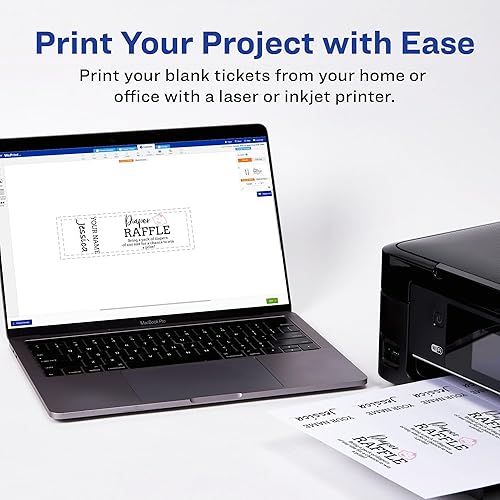 Miniatura 7 de Avery boletos imprimibles, 2.6 in x 5.3 in, láserinyección de tinta, 200 en total, ideal para boletos de rifa (16431)