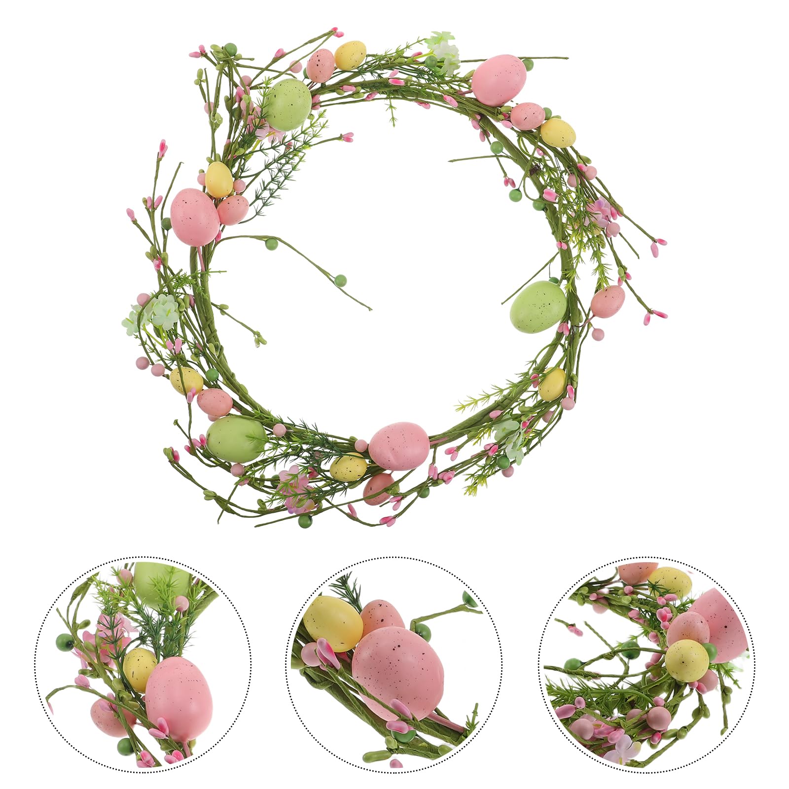 VICASKY Ghirlanda Pasquale Decorativa con Uova Primaverili e Bacche Artificiali, Ghirlanda da Appendere alla Porta per Feste e Decorazioni di Casa Interne ed Esterne, Decorazione Floreale