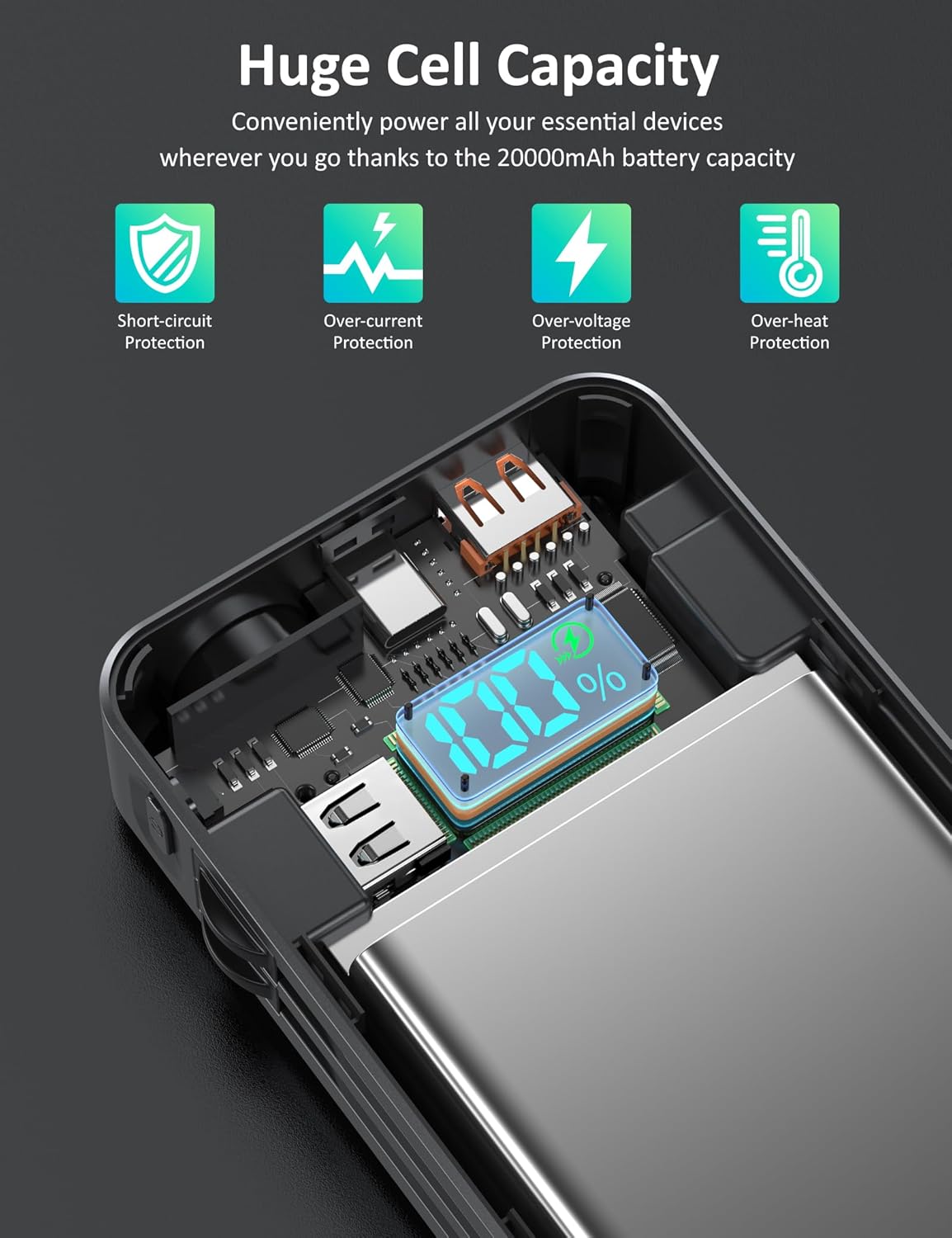 Internal view of Snomh Power Bank showing safety protection circuits