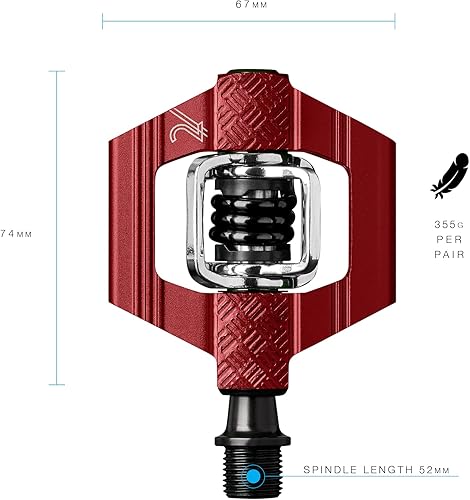 Vista 27 de Crankbrothers Candy Clip-In MTB Bike Pedal – Gravel/XC/Trail Pedal de bicicleta ligero, entrada de 4 lados, flotador personalizable, rodamientos Rojo