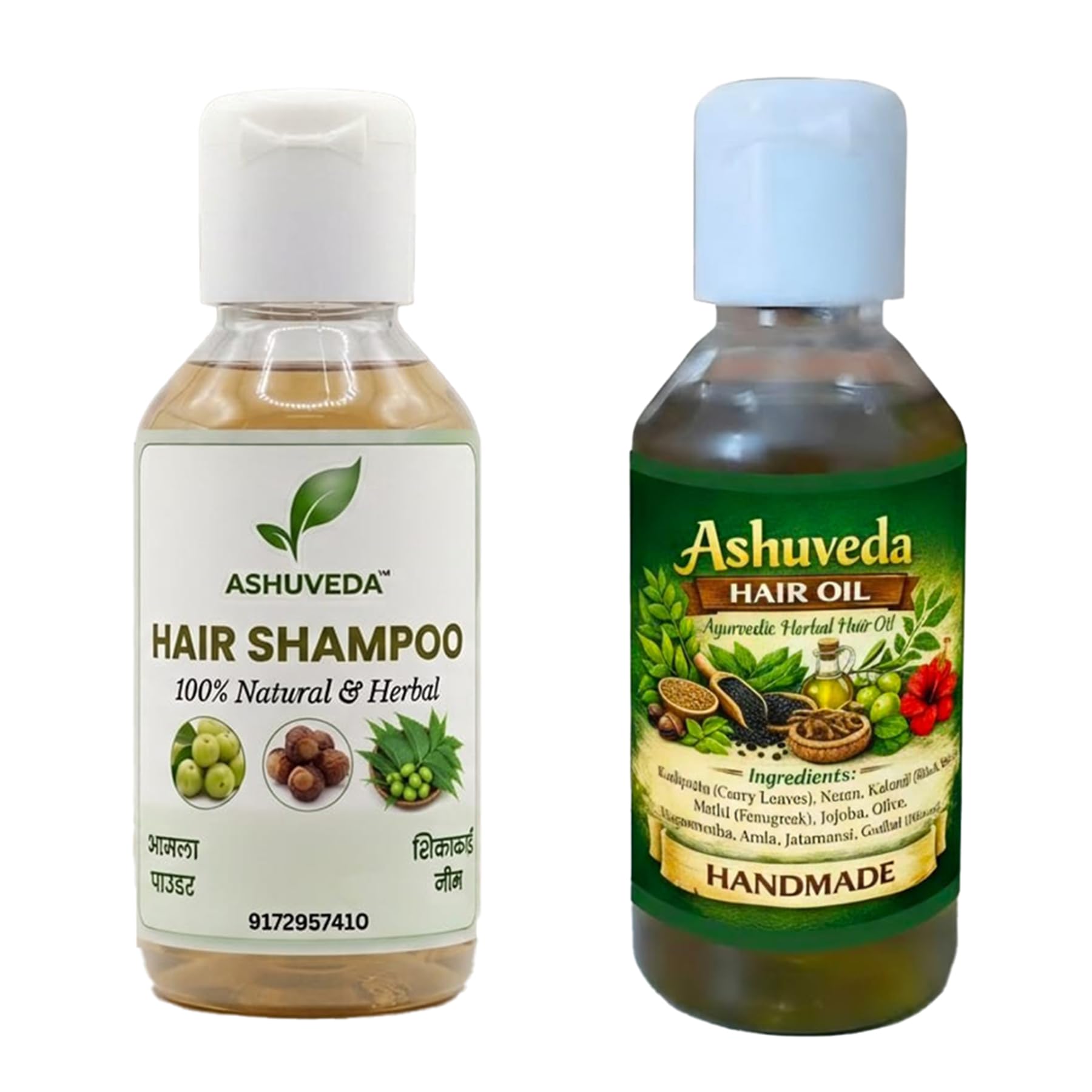 Ayurvedic Hair Care Combo (100ml Each) | Herbal Hair Oil + Natural Shampoo with Amla, Neem, Reetha, Shikakai & Fenugreek | Reduces Hair Fall, Dandruff & Promotes Strong-image-45