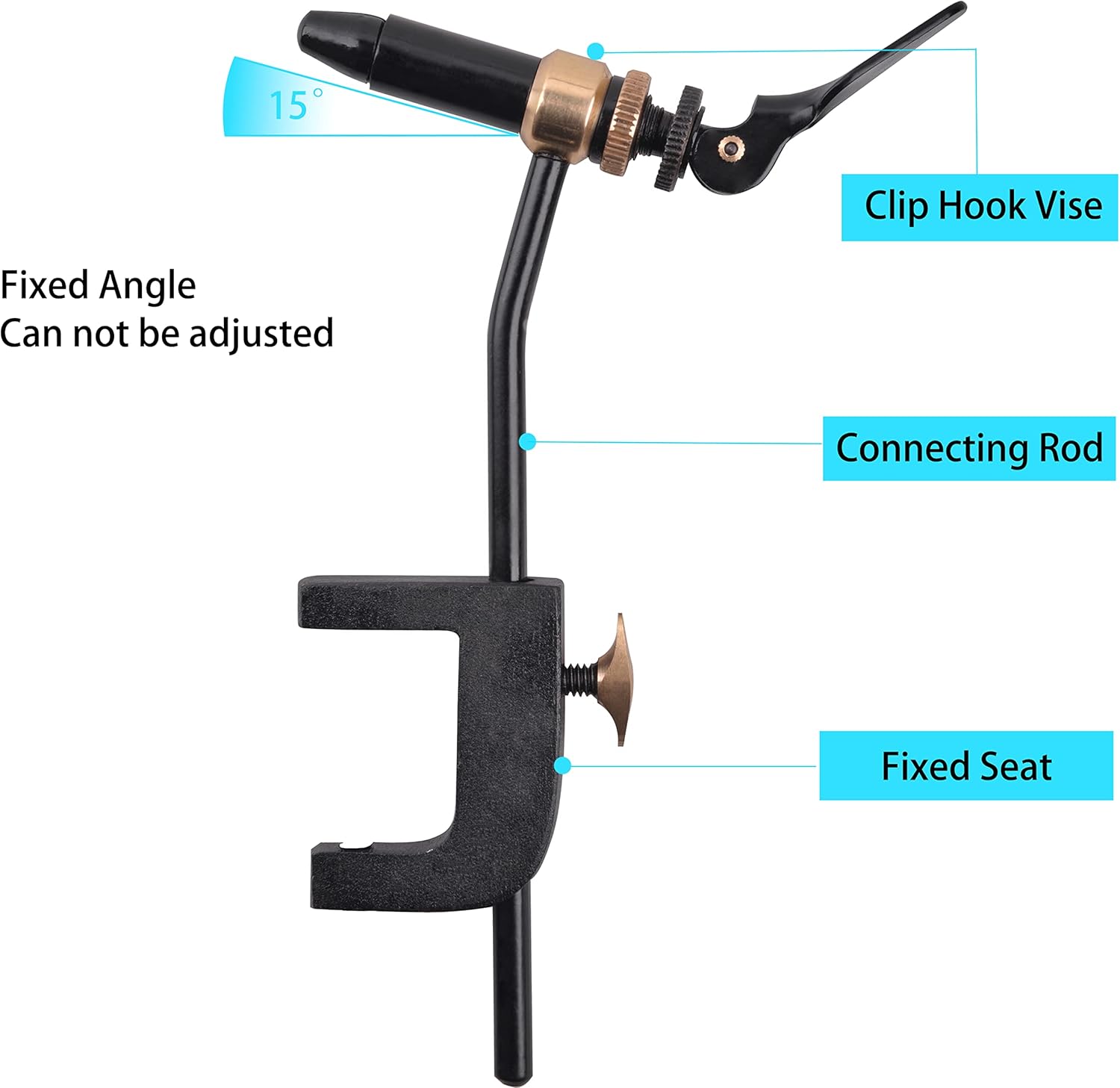 AGOOL Fly Tying Vise - Rotary Fly Tying Vise with Bench Clip Metal Fly Tying Tool Clamp Vise 360° Rotation and Multiple Adjustments for Teasers and Jigs Hooks