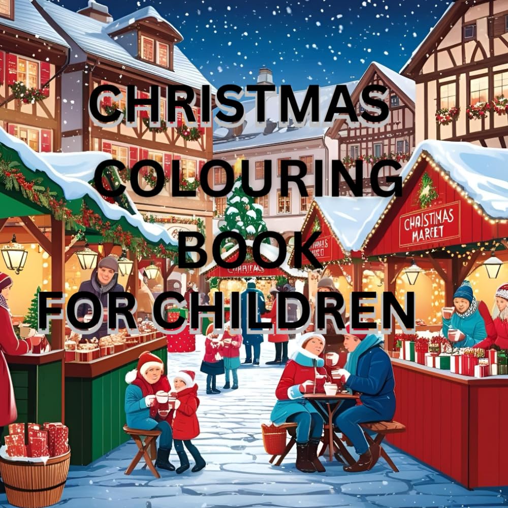Christmas colouring book for children: Christmas theme style big bold pictures to colour in