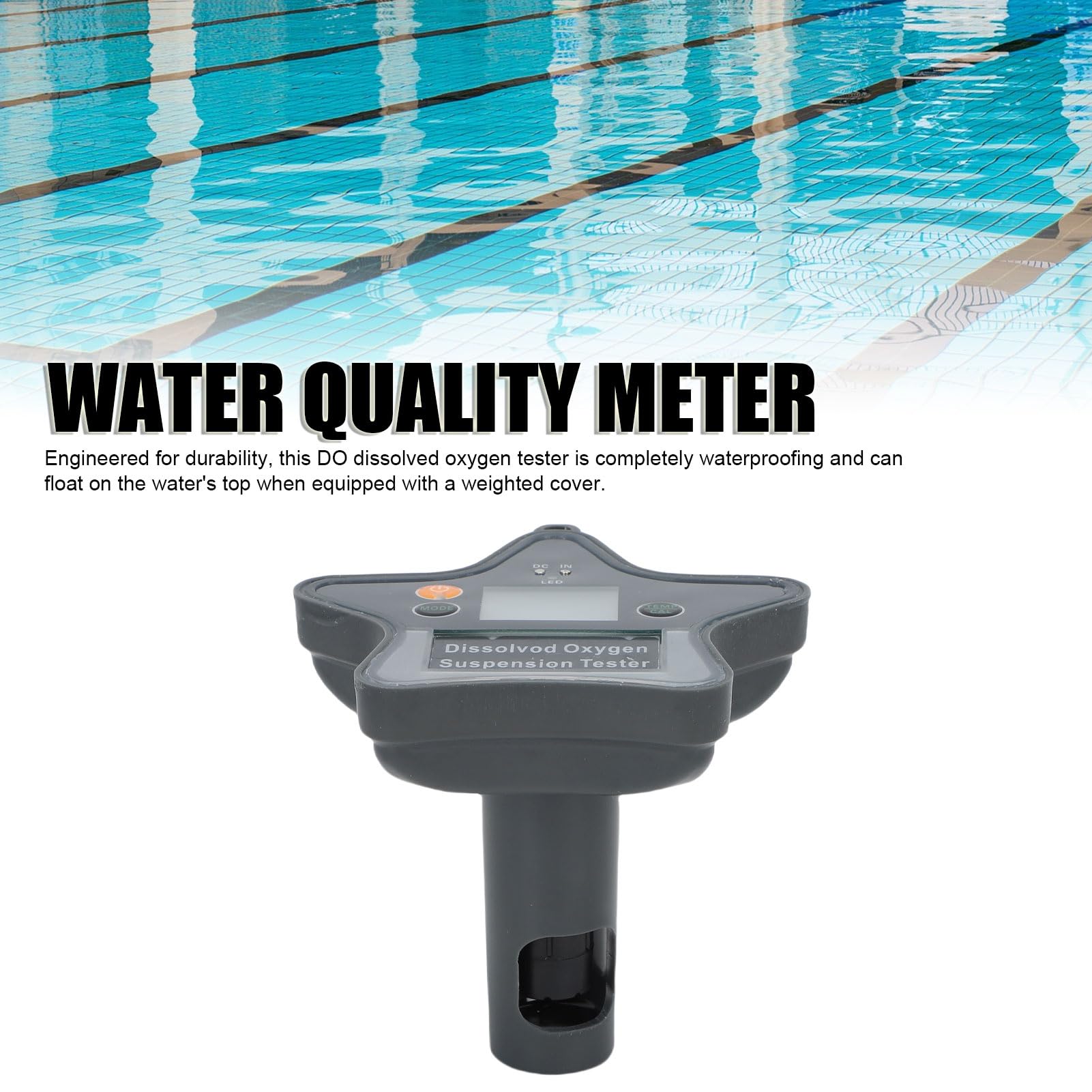 SIXRUN DO Tester di Ossigeno Disciolto Misuratore di qualità dell'acqua Bluetooth ABS 2 in 1 Design Impermeabile Galleggiante da 0 a 20 Mg L da 32 a 122 Fahrenheit per Acquari Laboratori Idroponici