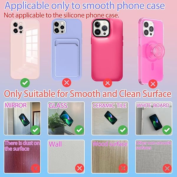 Phone Suction - Phone Suction Grip | Helper Grip Mount, Sticky Hands-frree 80 Grain Smartphone Mount, Detachable Design Cup Phone Grip For Pictures, And Videos, Live Streaming - 5