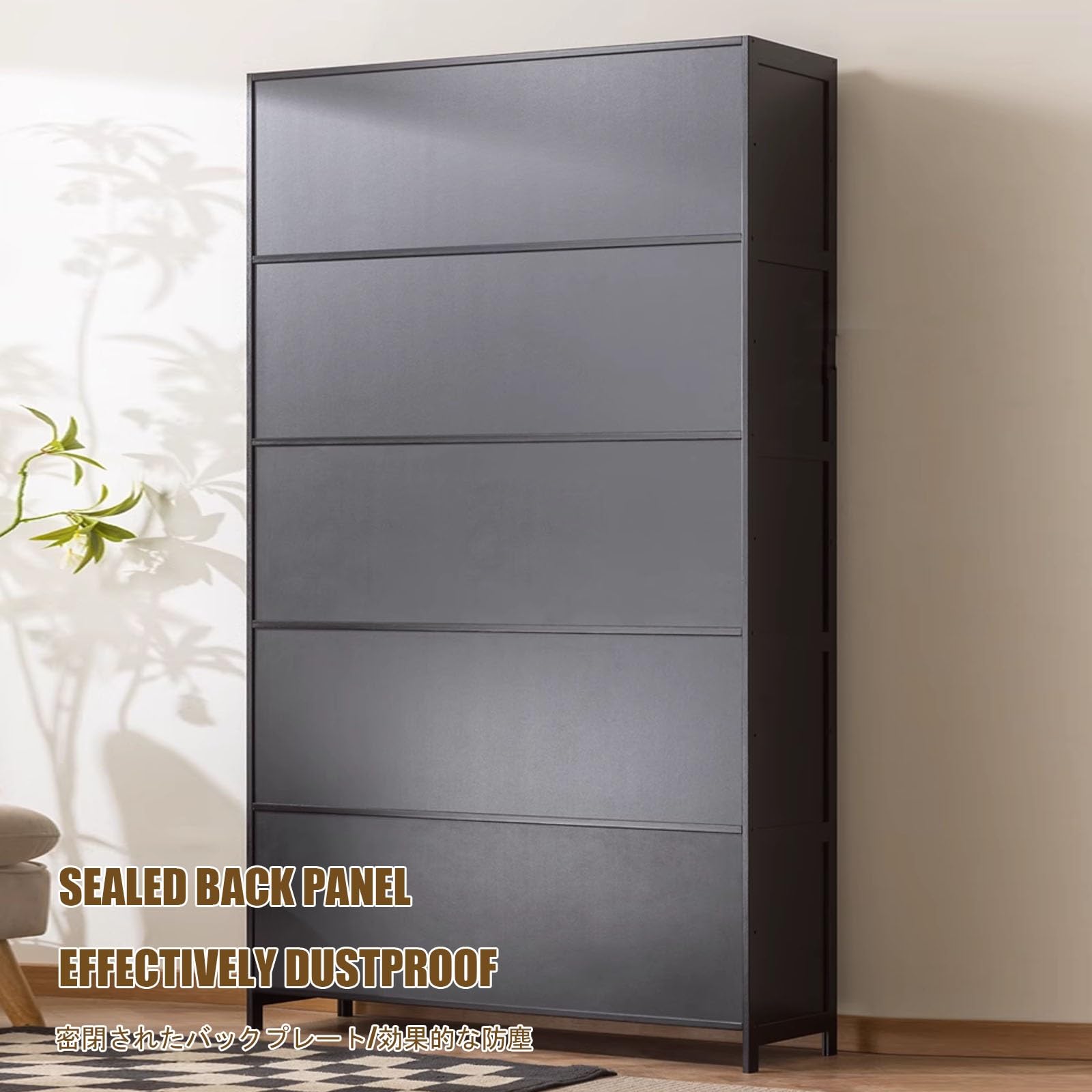 Bambus-Vitrine mit Acryltür, 4 Etagen, freistehend, Küche, Speisekammer, Lagerung, starke Tragfähigkeit, leicht zu reinigen, L 43 cm x H 70 cm