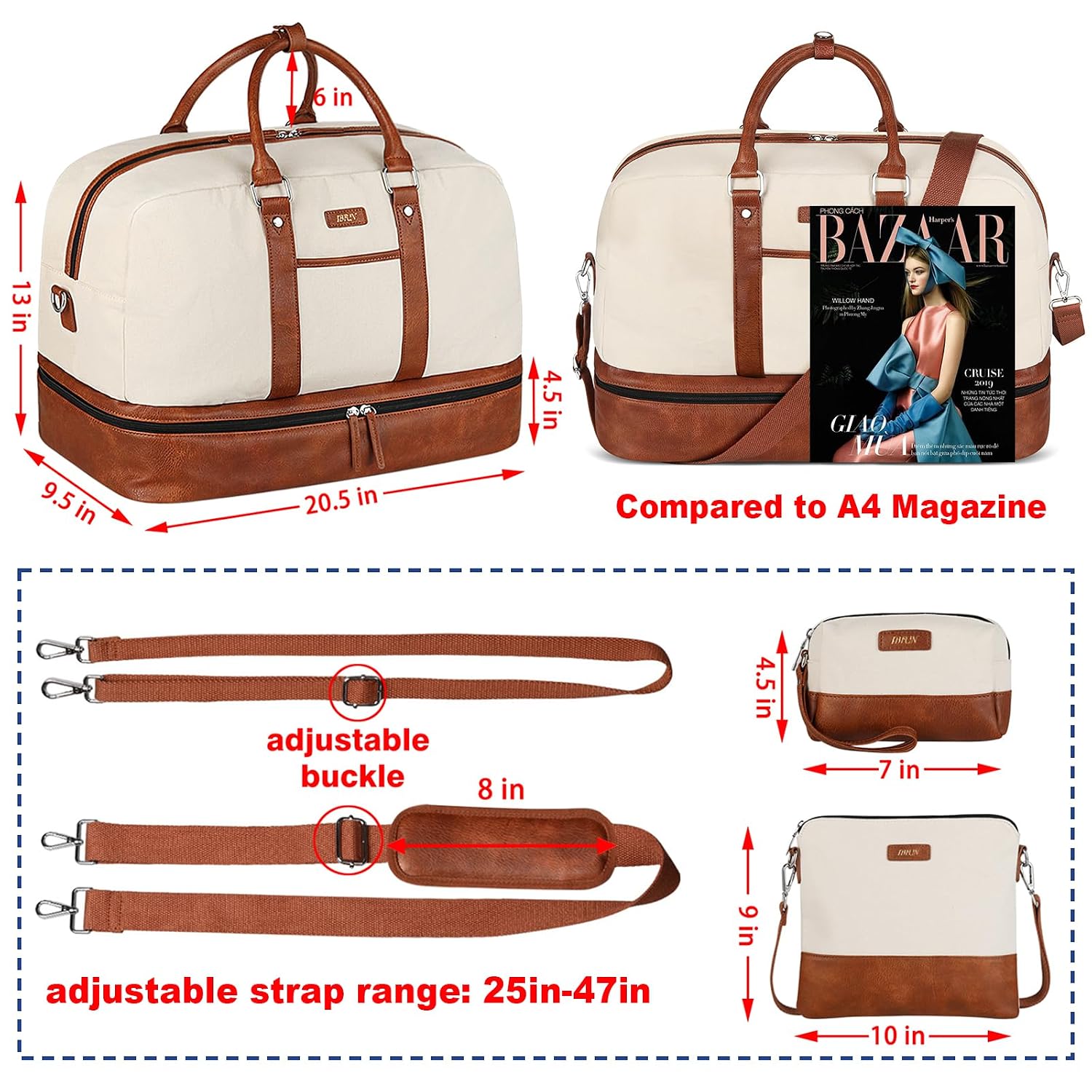 Weekender Bag for Women, Canvas Travel Duffel - Image 5