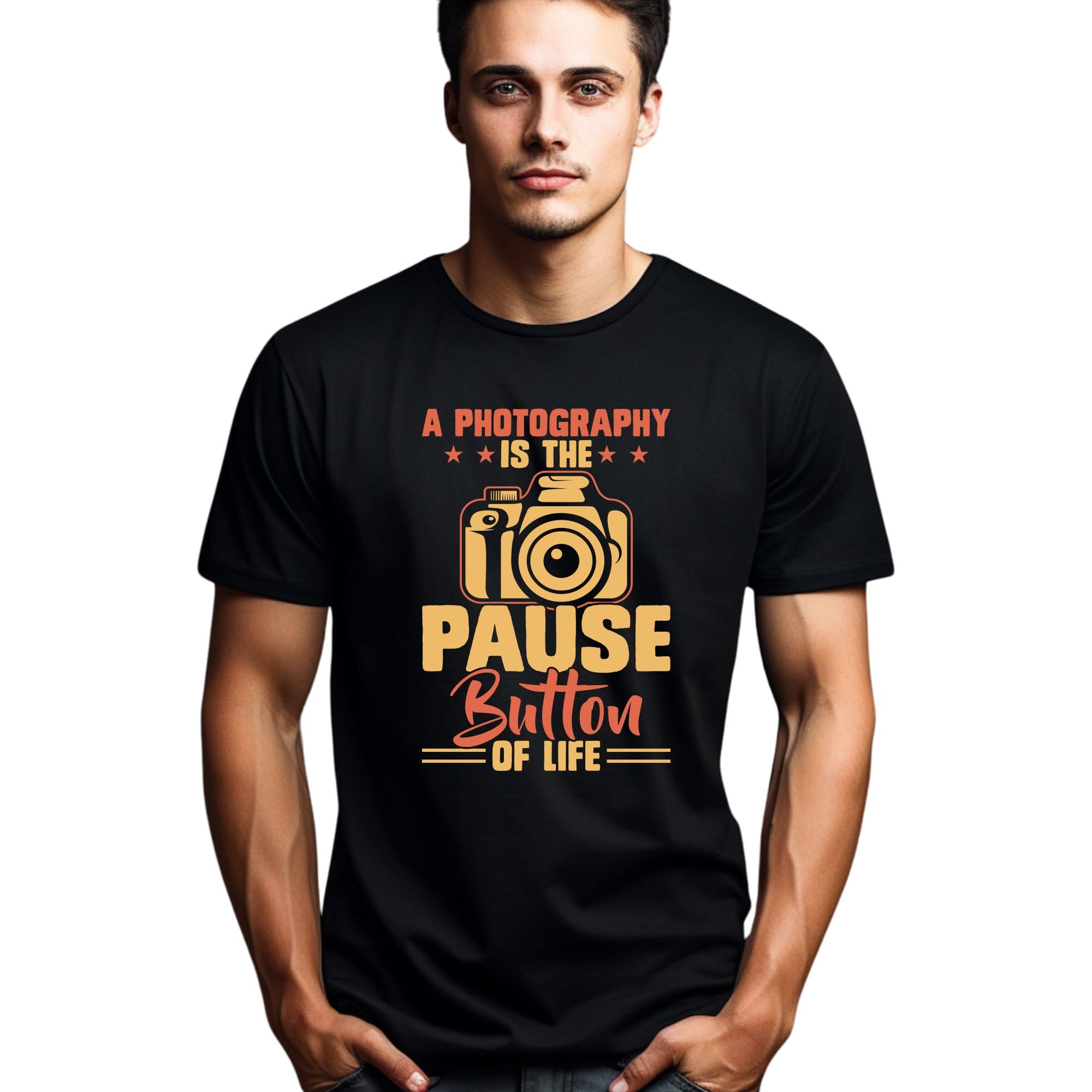 Photography T-Shirt, Camera Graphic Tee, Pause Button of Life Quote, Unisex T-Shirt, Casual Cotton Shirt, Gift for Photographer-picture-40