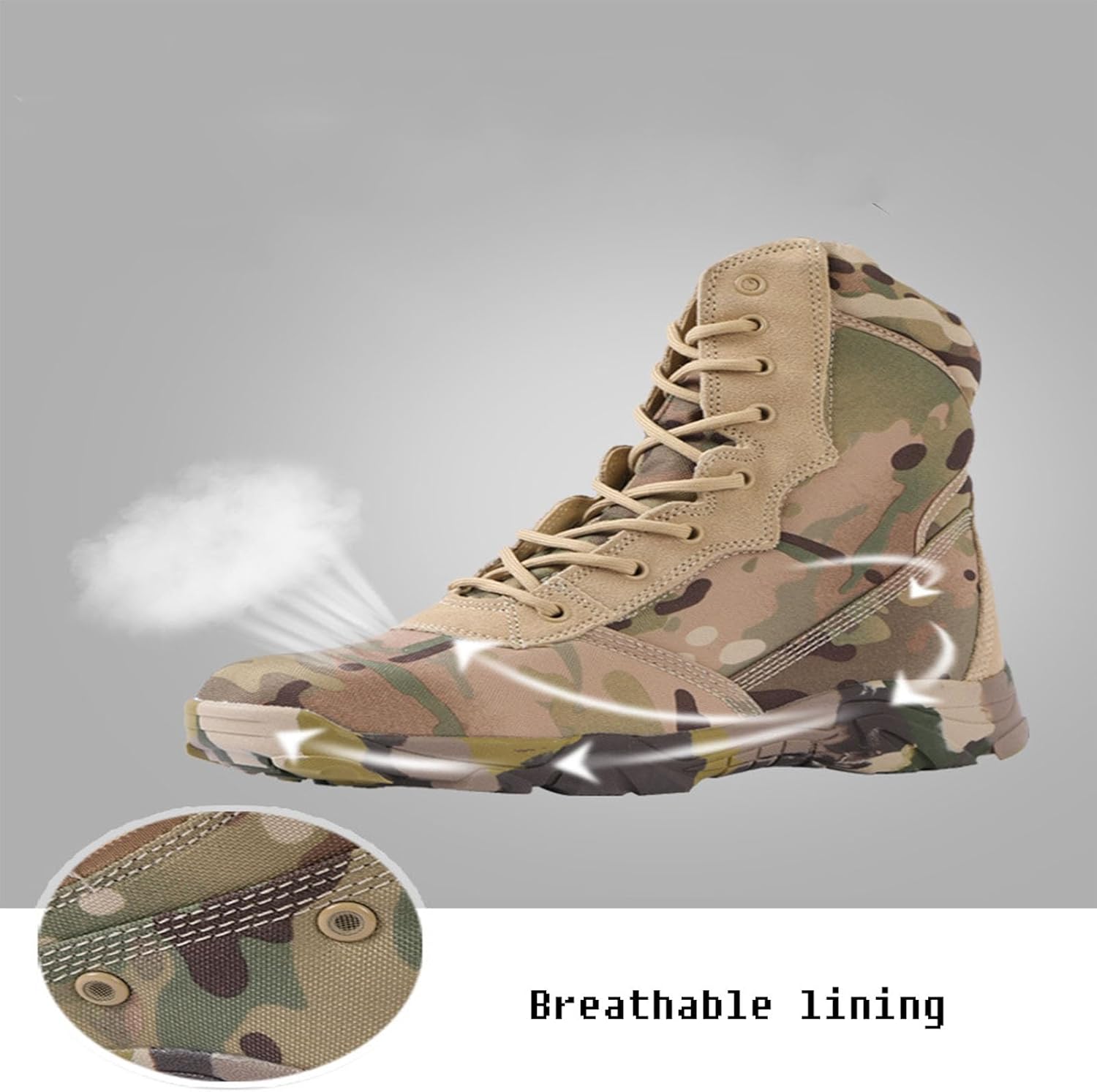 Men's Military Tactical Boot Lightweight Comfortable Boots for Work All Day Side Zipper Motorcycle Combat Hiking Boots