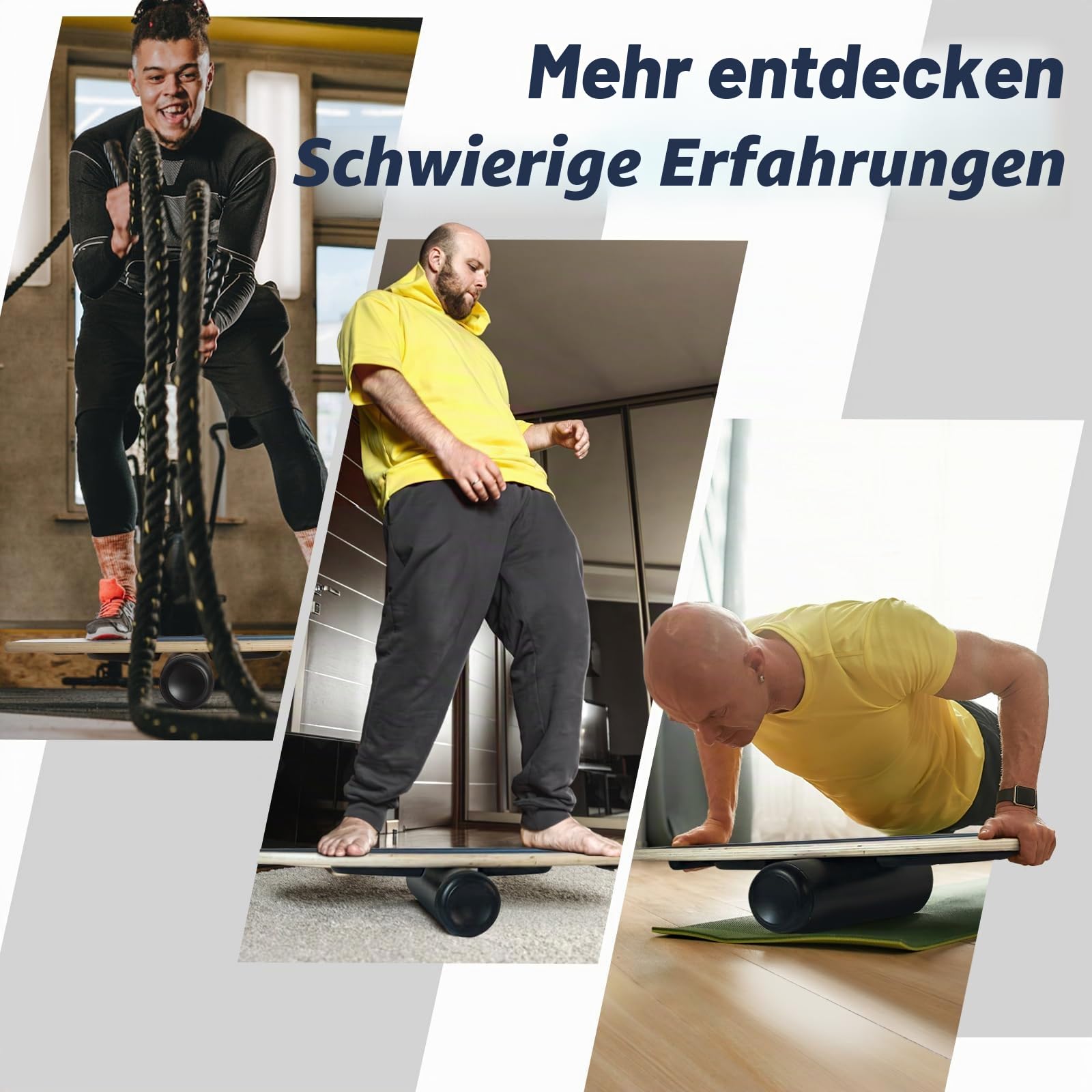Leogreen Balance Board aus Holz in Surfboard, 7-in-1 Surfin Balanceboards Erwachsene Gleichgewichtstrainer, bis 160 kg belastbar für Surf-Training mit Verstellbaren Stoppern, Roller