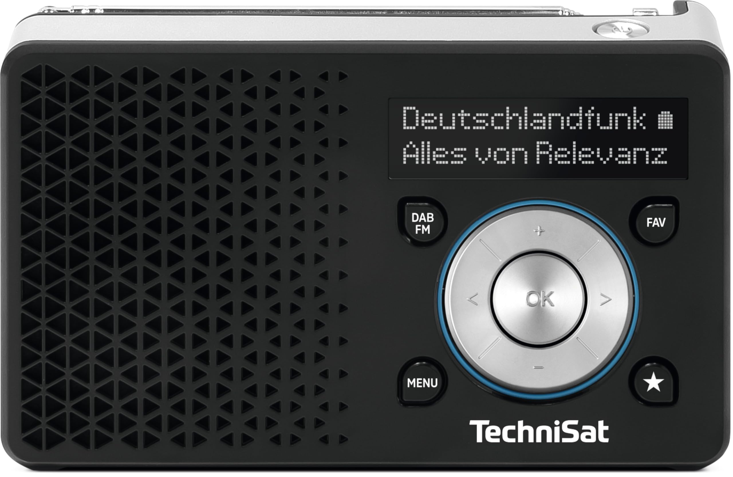TechniSat DIGITRADIO 1A - Radio portatile DAB+ con allarme automatico di sicurezza (ASA, DAB, FM, jack per cuffie, memoria preferita, display OLED, piccolo, 1 Watt RMS) nero/argento