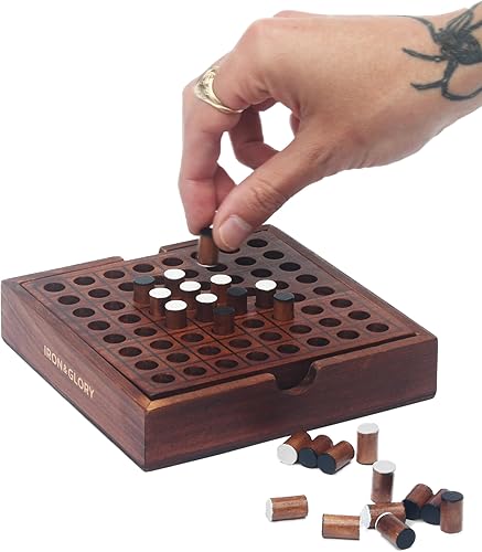 Miniatura 10 de Juego de tablero de ajedrez y damas Iron & Glory | Rompecabezas y juegos de madera | Juegos de mesa para noche familiar | Juegos de viaje para niños