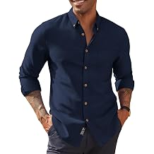 PJ PAUL JONES Mens Oxford Button Down Shirt Long Sleeve Regular Fit Business Casual Dress Shirts with Chest Pocket