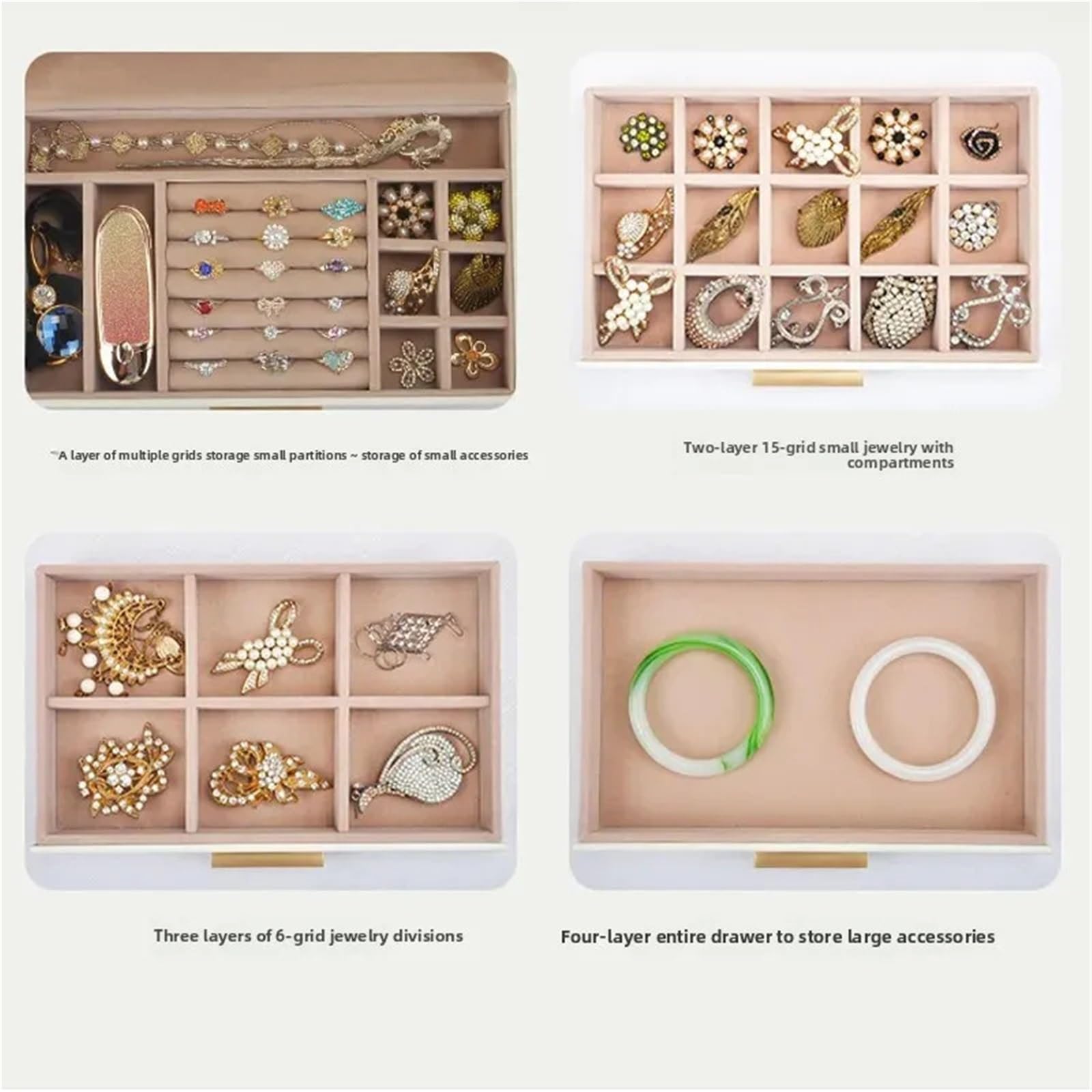 Large Capacity Multi-Layer Drawer Jewelry Box Storage Case For Rings Earrings Necklaces PU Leather Cosmetic Bag para Joyas y Pendientes