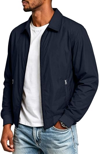 Mens Summer Bomber Jackets Cargo Jacket Outwear with Zip Pockets Smart
