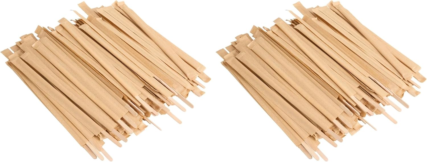 Gmark Disposable Wooden Stirrer individually wrapped in biodegradable kraft paper, Wood Coffee Stir Sticks 7.5 Inch for Tea Beverage, Craft Stick, 500 Pcs/Bag GM1010 (500) (Pack of 2)