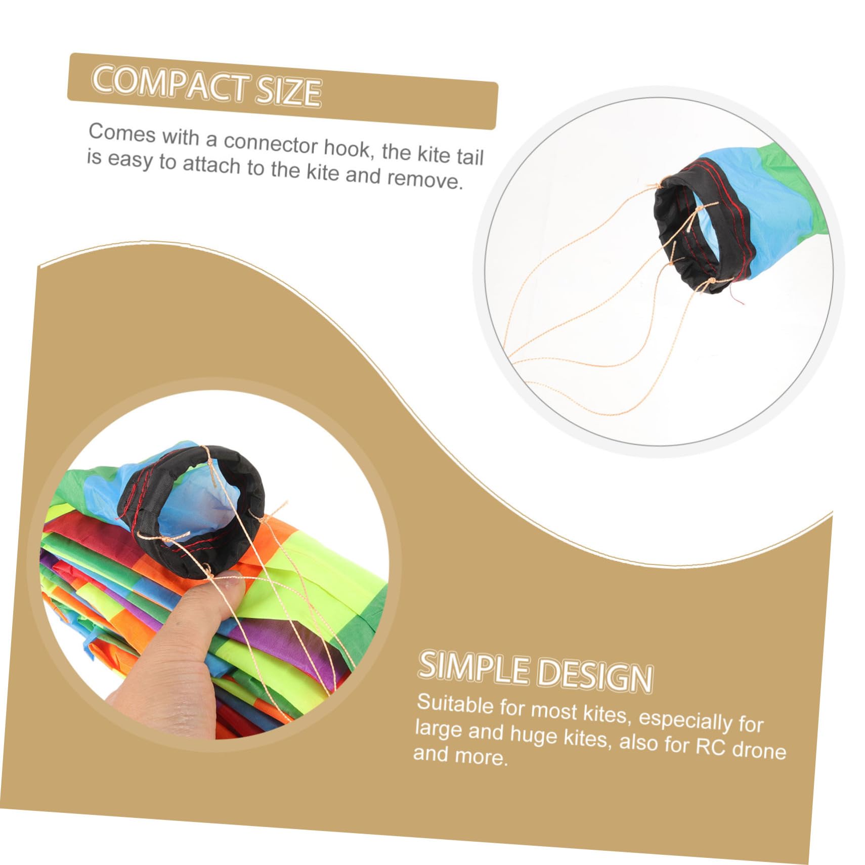 Mikikit 5pcs Hanging Wind Spinner Rainbow Kite Accessories for Outdoor Activities
