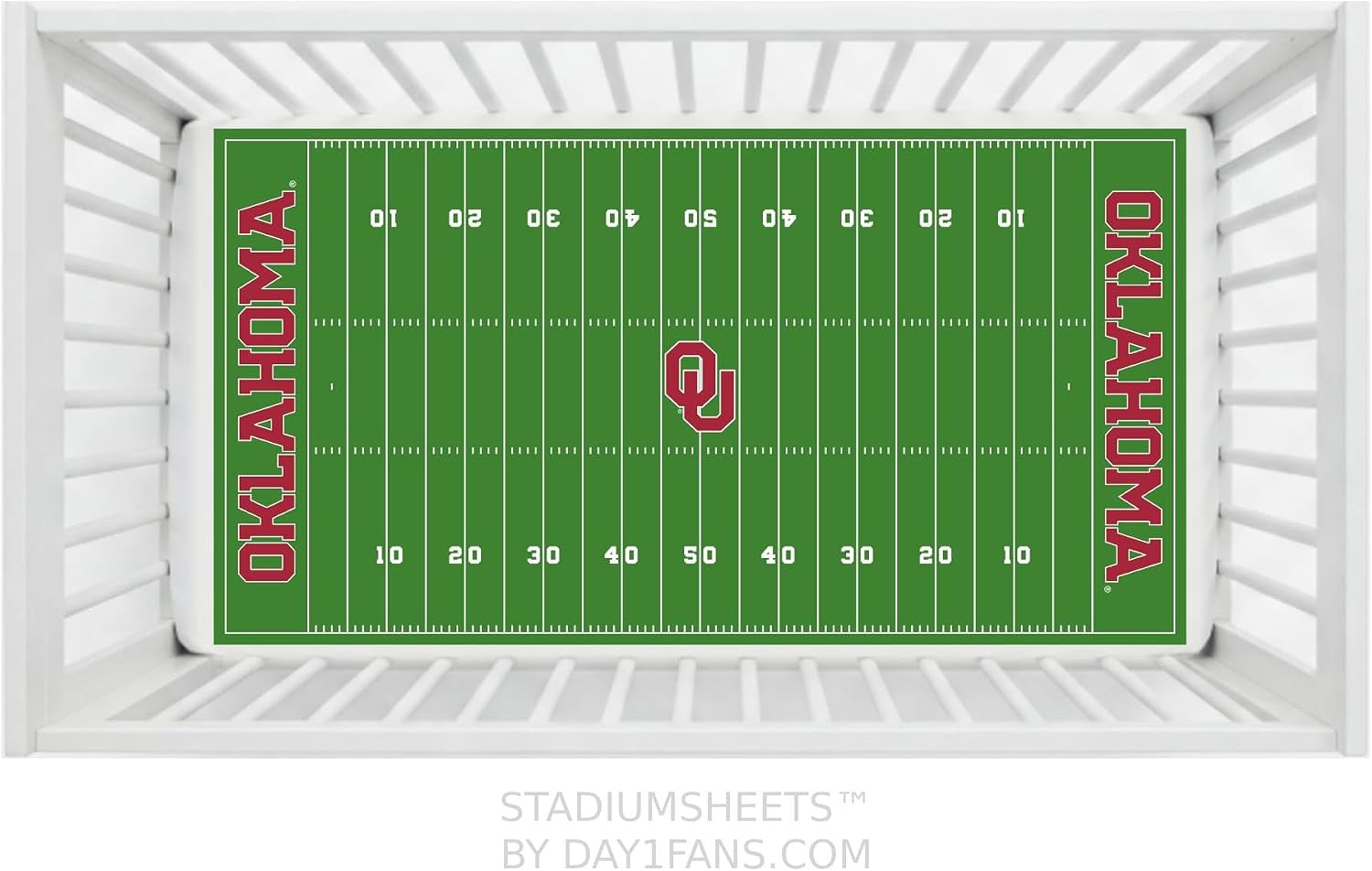 STADIUMSHEETS Day1Fans Officially-Licensed Fitted Crib Sheet (Oklahoma Sooners)