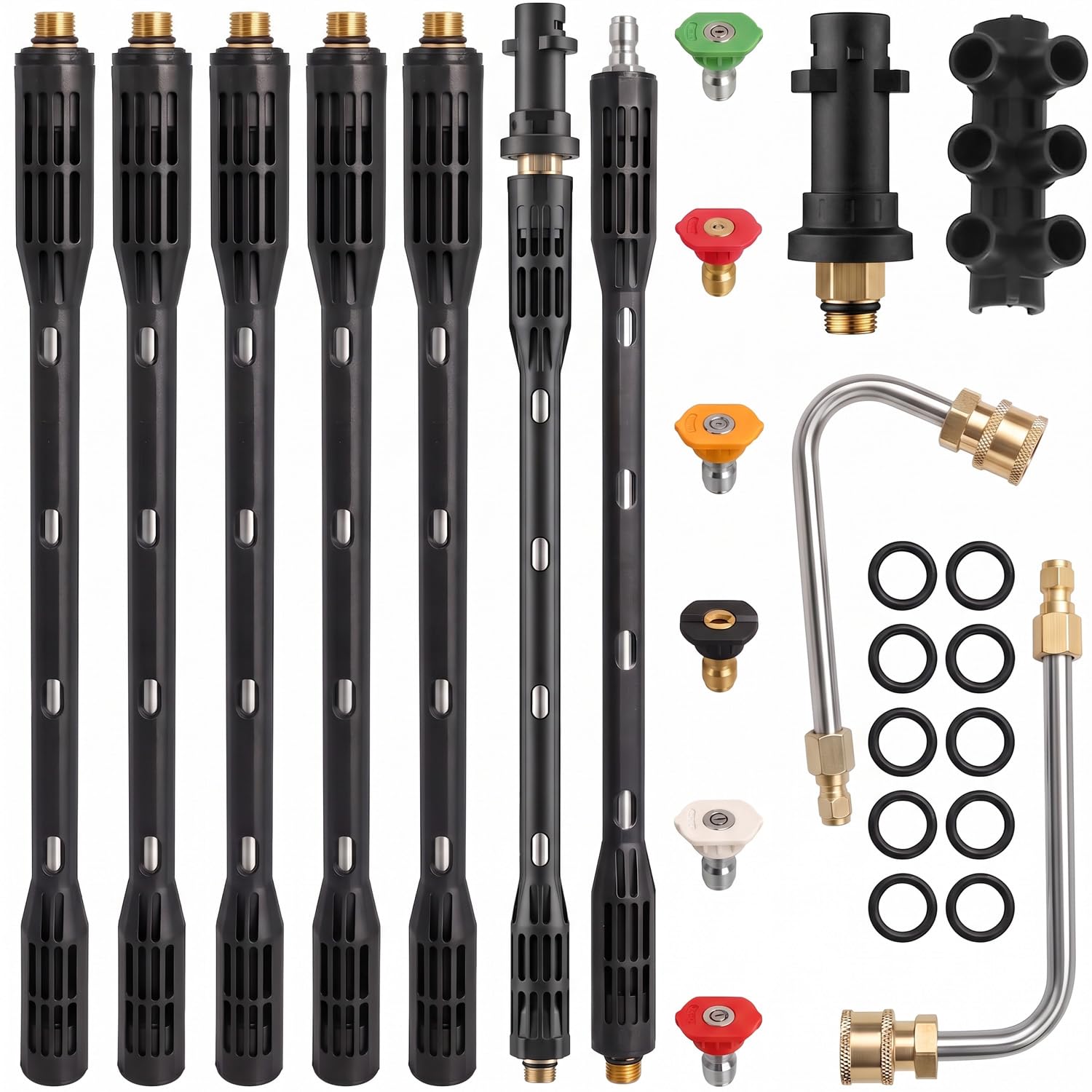 10 varillas de extensión para lavadora a presión con adaptador Karcher, herramientas de limpieza de canalones resistentes compatibles con Karcher K Series K2 K3 K4, lanza de extensión de 4000 PSI