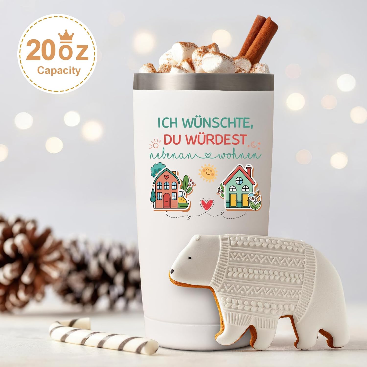 Livole Best Friend Gift for Birthday, Christmas Gifts for Women, You, Colleague - I Wish You Would Live Next Door - 600 ml Camping Mug image 4