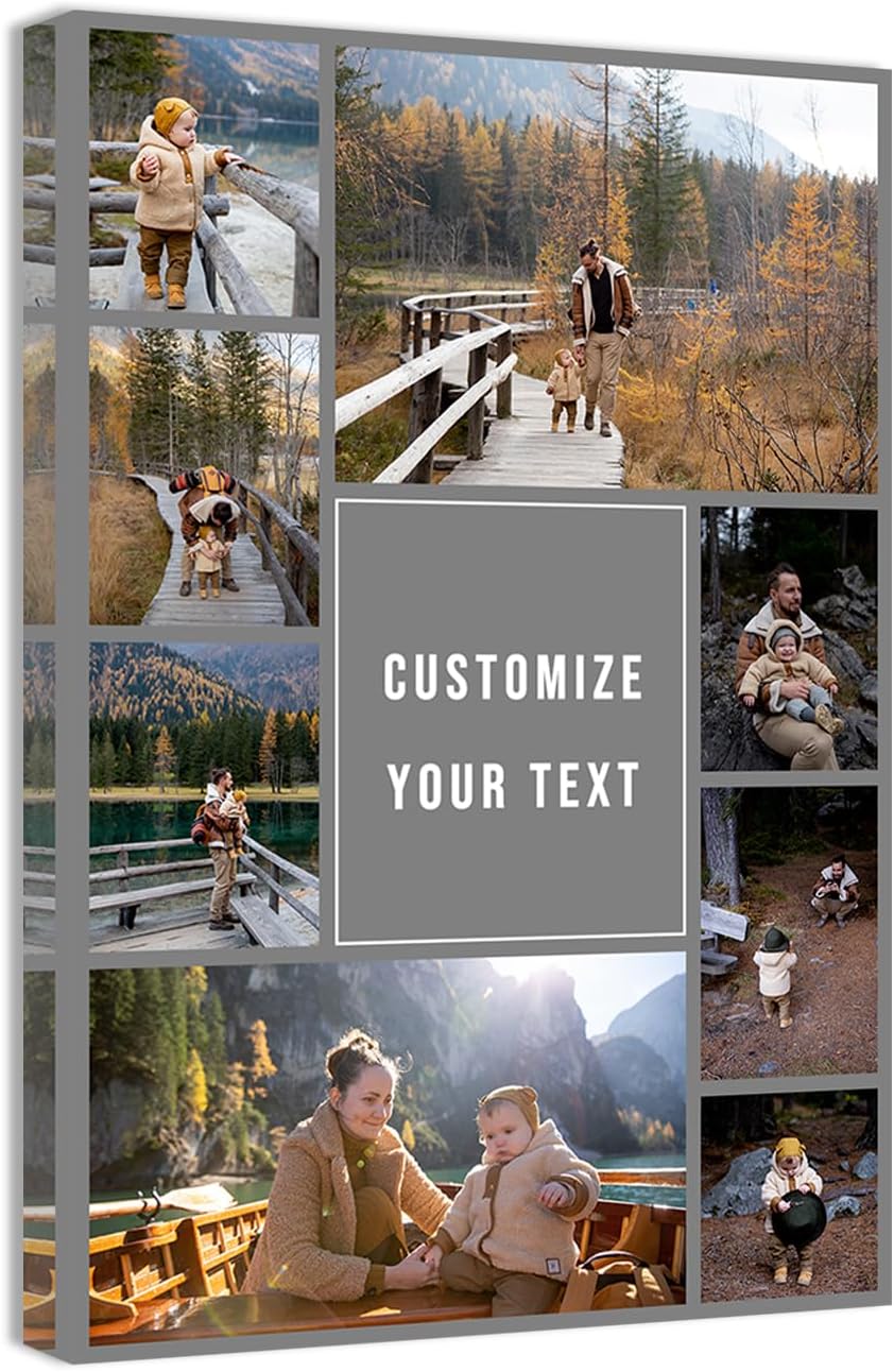 QIXIANG Custom Canvas Prints Multi Image Collage Customized Collage Family Photo Gifts for Wedding Friends Anniversary Decor (collage 11, 16.00" x 24.00")