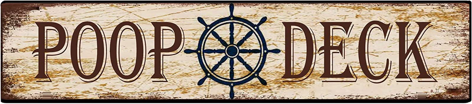 Vintage Metal Sign - Poop Deck Retro Tin Art Plaque Aluminum Metal Sign for Bedroom,Kitchen,Garden,Wall,Pub,Club,Coffee Hanging Decor - 4x16 Inch