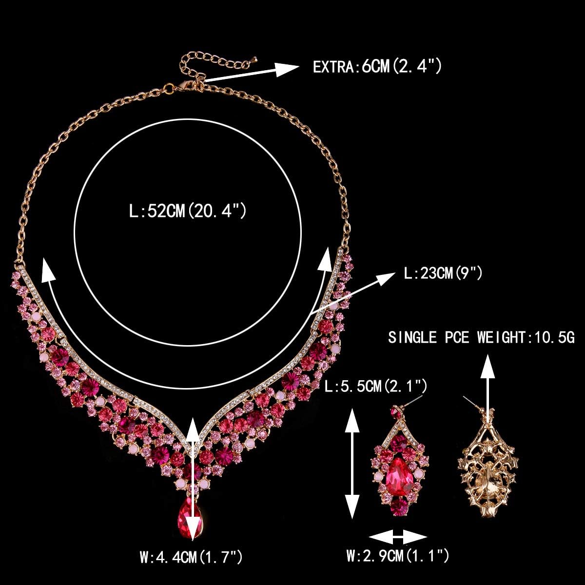 EVER FAITH Wedding Jewelry for Bride Austrian Crystal Elegant V-Shaped Teardrop Bridal Prom Statement Necklace Earrings Set for Women - Image 4