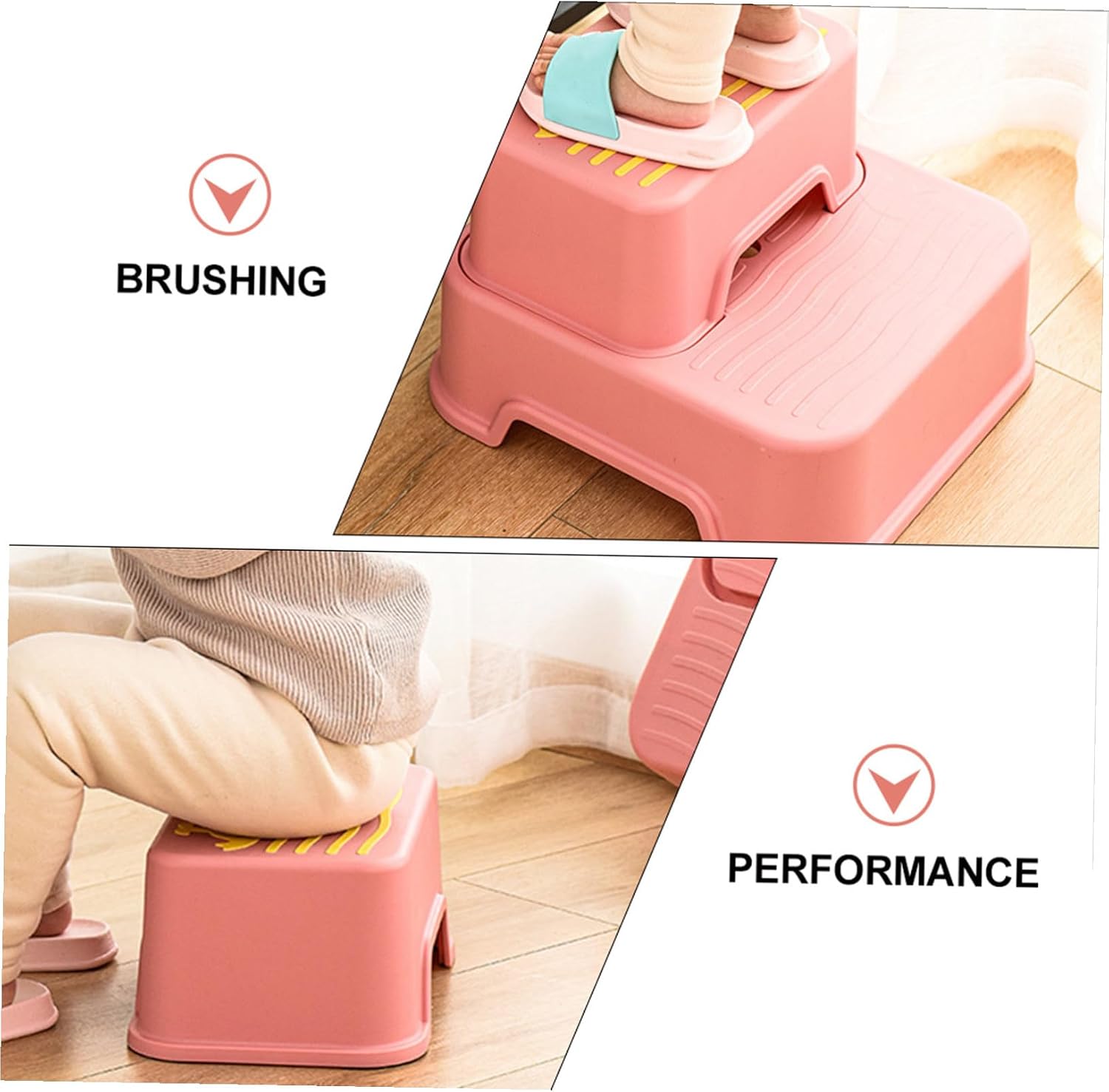 Slip Plastic Footstool for Washing and Potty Training Non Deformable Step Stool in Pink Safe for Bathroom and Nursery Use