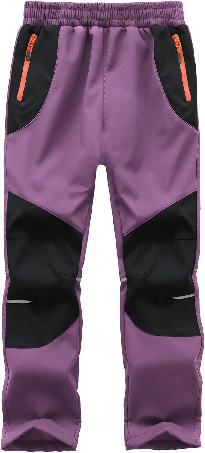 Kids Snow Pants Boys Waterproof Insulated Hiking Pants Youth Winter Warm Fleece Lined Ski Snowpants