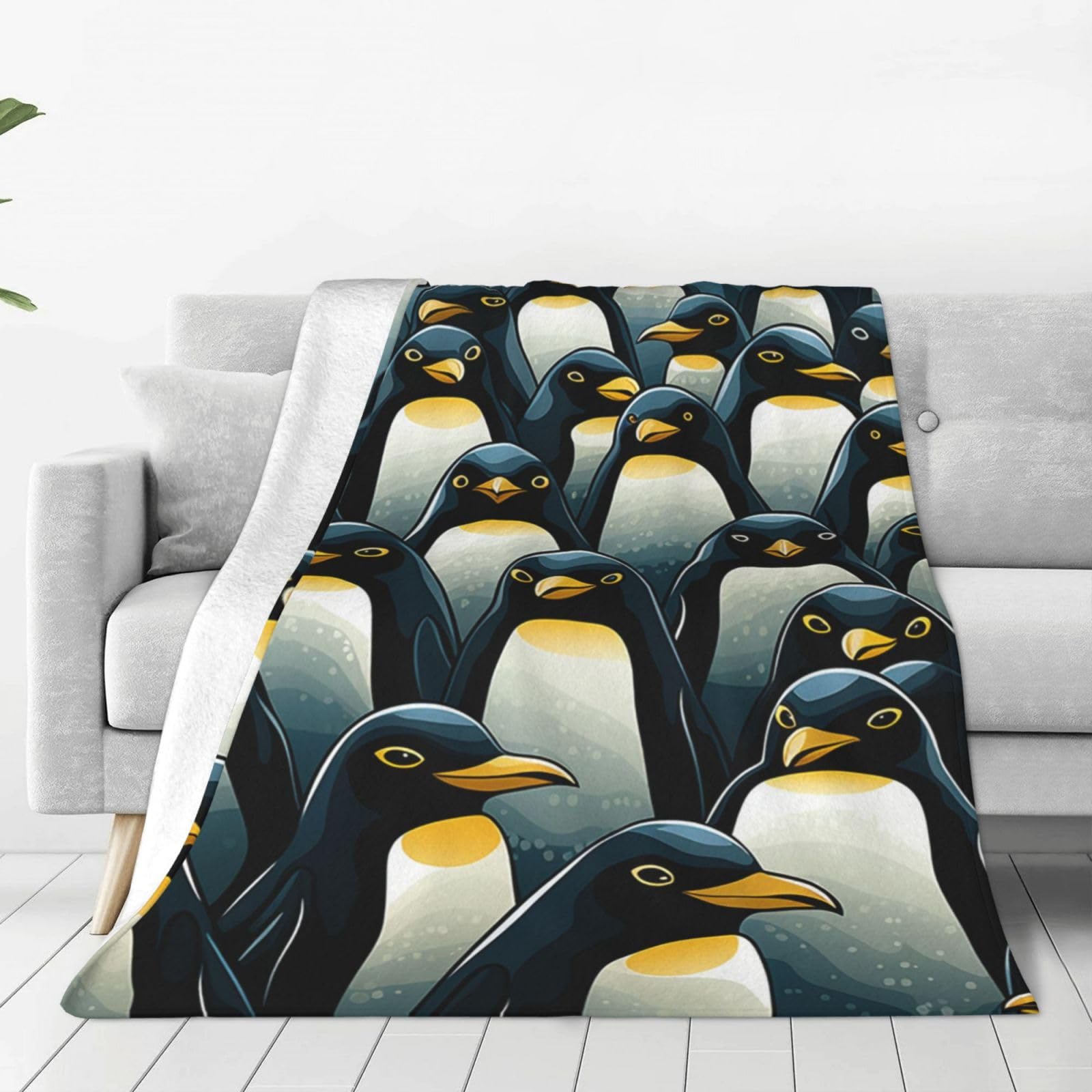 Couverture pingouin en flanelle douce, idée cadeau idéal pour réchauffer vos proches avec style