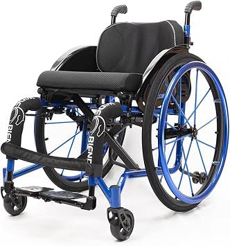 Sports Leisure Wheelchair, Adult Handicapped Leisure Big Wheels All Terrain Lightweight Folding Portable Sport Manual Wheelchair for Disabled, Self Propelled WheelchairWidth 42cm/16.5in,Blue