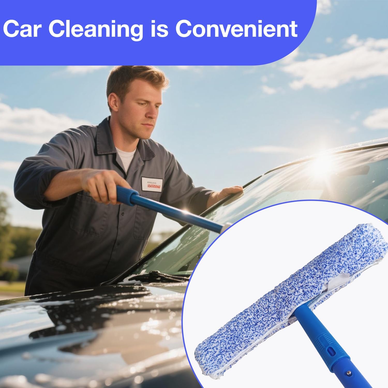 4 Pack 14" Microfiber Window Scrubber Refill Replacement Compatible with Unger 966540 Professional Scrubber Refill Sleeve, Reusable Squeegee Cloth Sleeve for MR.SIGA Professional Window Cleaning