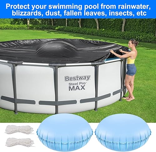 Miniatura 6 de Almohadas de piscina de 4 x 4 pies para piscina sobre el suelo, almohada de piscina duradera y resistente al frío de 0.016 in, kit de invierno de