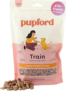 Pupford Freeze-Dried Chicken Training Treats for Dogs & Puppies - 475+ Low-Calorie, 2-Ingredient Bites, 4oz Pouch