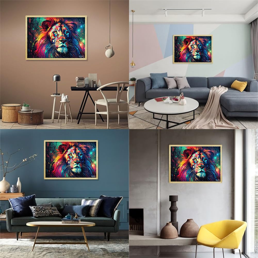 Puzzle da 2000 pezzi per adulti leone neon cartone animato puzzle 70 x 100 cm con pezzi completamente ad incastro a forma casuale