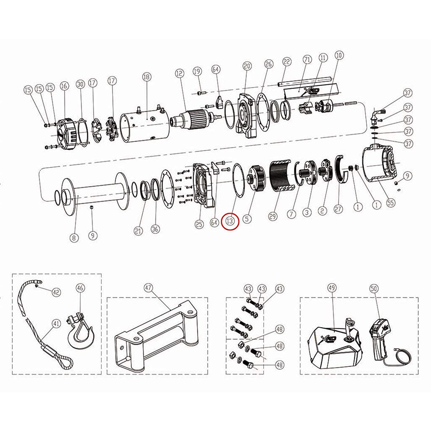 Smittybilt 97495-13 Winch Gear Box Seal Ring