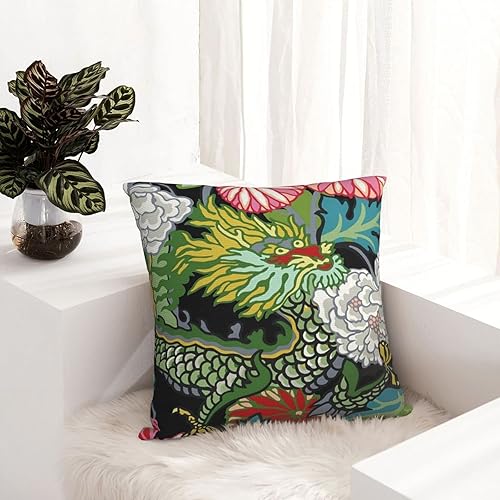 Miniatura 7 de BZKIER Chinoiserie - Funda de almohada de lino con diseño de dragón chino 20 x 20 pulgadas para sofá automóvil sala de estar dormitorio decoración